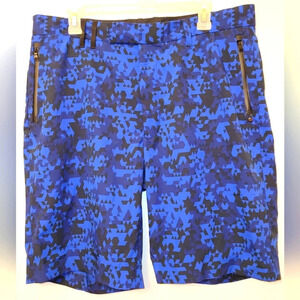 Polo Ralph Lauren RLX Digital Golf Shorts size 36 blue/black w/zip pockets LOT N